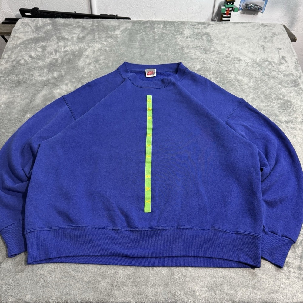 VTG 80s 90s Nike Kick‎ Butt Mens Crewneck Blue Size L Sports Retro Outdoor